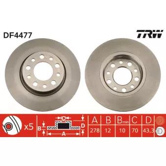 Jeu de 2 disques de frein arrière TRW OEM 24.0112-0170.1