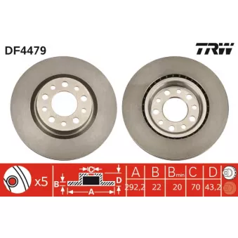 TRW DF4479 - Jeu de 2 disques de frein arrière