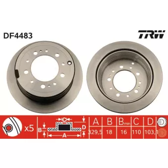 TRW DF4483 - Jeu de 2 disques de frein arrière