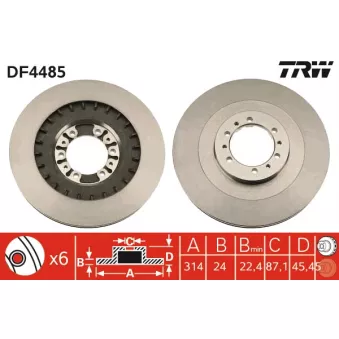 TRW DF4485 - Jeu de 2 disques de frein avant