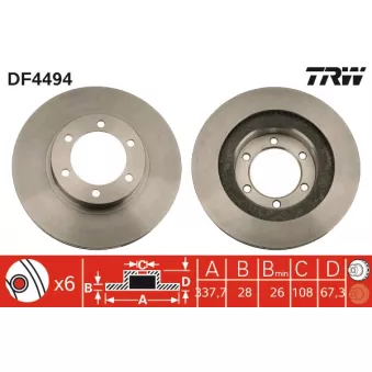 TRW DF4494 - Jeu de 2 disques de frein avant