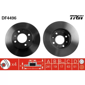 Jeu de 2 disques de frein avant TRW DF4496