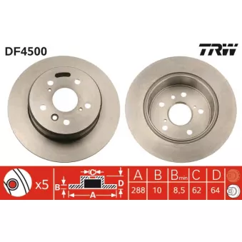 TRW DF4500 - Jeu de 2 disques de frein arrière