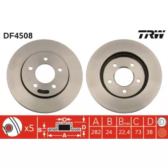 Jeu de 2 disques de frein avant TRW OEM DDF366