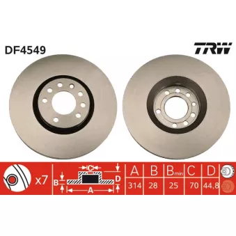 Jeu de 2 disques de frein avant TRW OEM DDF1237