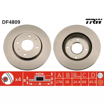 Jeu de 2 disques de frein avant TRW DF4809