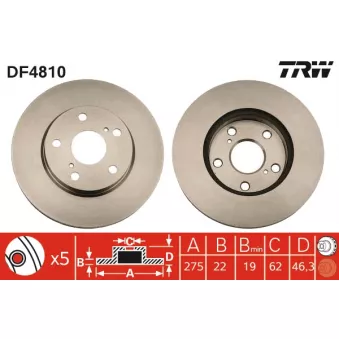Jeu de 2 disques de frein avant TRW DF4810