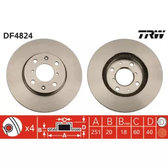 Jeu de 2 disques de frein avant TRW DF4824