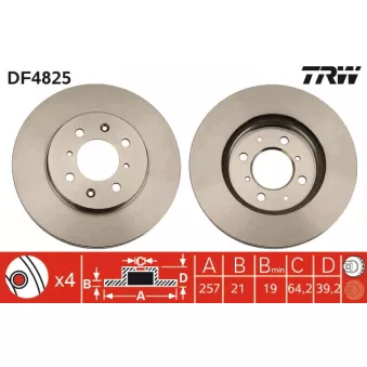 Jeu de 2 disques de frein avant TRW DF4825