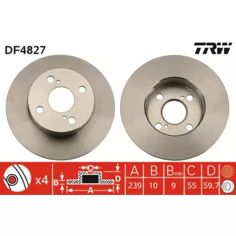 TRW DF4827 - Jeu de 2 disques de frein arrière