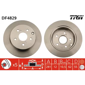 TRW DF4829 - Jeu de 2 disques de frein arrière