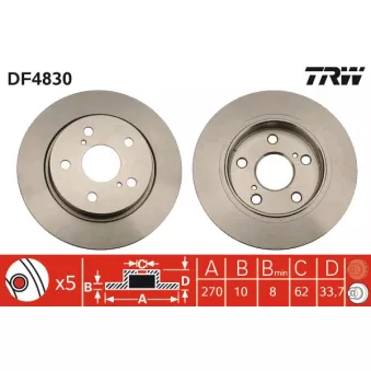 Jeu de 2 disques de frein arrière TRW DF4830
