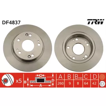 Jeu de 2 disques de frein arrière TRW DF4837