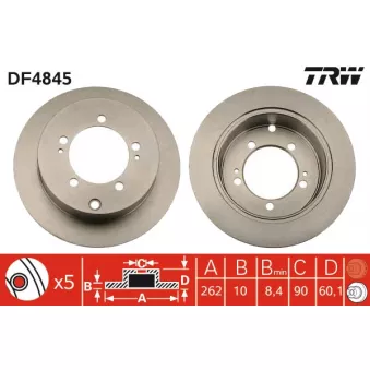 Jeu de 2 disques de frein arrière TRW DF4845