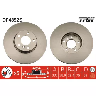 Jeu de 2 disques de frein avant TRW DF4852S