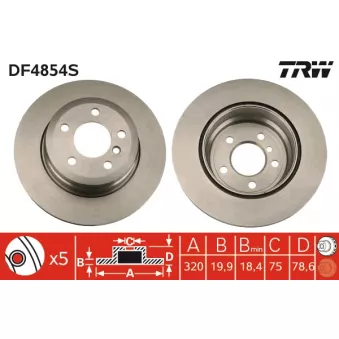 TRW DF4854S - Jeu de 2 disques de frein arrière