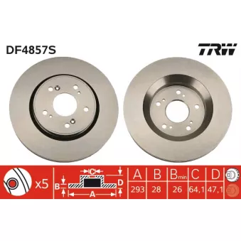 TRW DF4857S - Jeu de 2 disques de frein avant