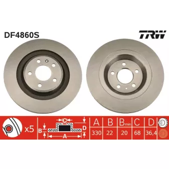 Jeu de 2 disques de frein arrière TRW OEM 24.0122-0272.1