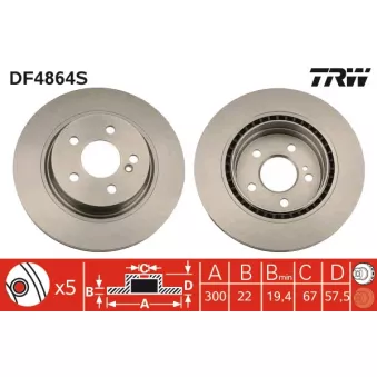 Jeu de 2 disques de frein arrière TRW OEM DDF1700-1