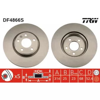 Jeu de 2 disques de frein avant TRW DF4866S