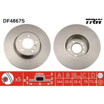 TRW DF4867S - Jeu de 2 disques de frein avant