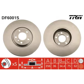TRW DF6001S - Jeu de 2 disques de frein avant