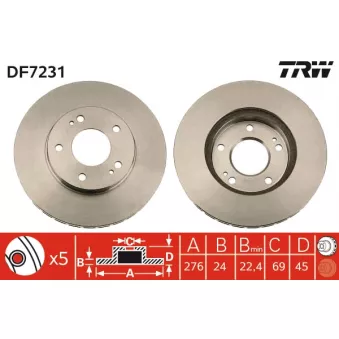 Jeu de 2 disques de frein avant TRW DF7231