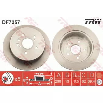 TRW DF7257 - Jeu de 2 disques de frein arrière