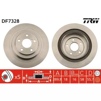 Jeu de 2 disques de frein arrière TRW DF7328