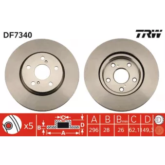 Jeu de 2 disques de frein avant TRW DF7340