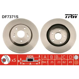 TRW DF7371S - Jeu de 2 disques de frein avant