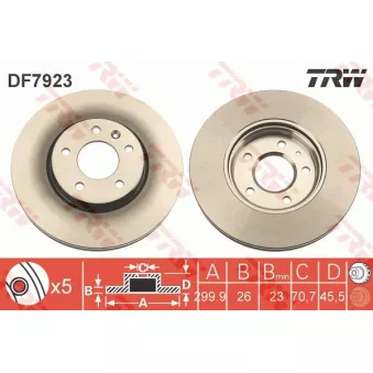 Jeu de 2 disques de frein avant TRW DF7923