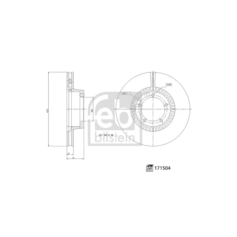 Jeu de 2 disques de frein avant FEBI BILSTEIN 171504 - Visuel 2