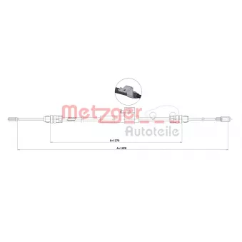 METZGER 1.FO001 - Tirette à câble, frein de stationnement arrière droit