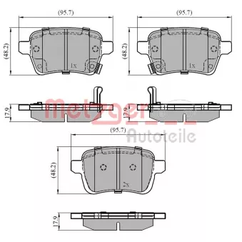 Jeu de 4 plaquettes de frein arrière METZGER OEM BSG 25-200-020