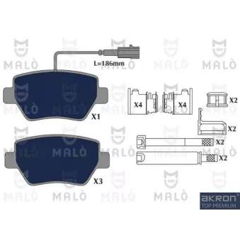 AKRON-MALÒ 1051259 - Jeu de 4 plaquettes de frein arrière