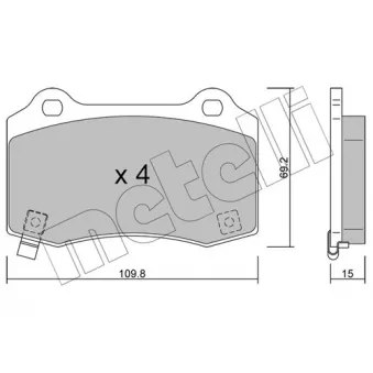 METELLI 22-0251-6 - Jeu de 4 plaquettes de frein avant