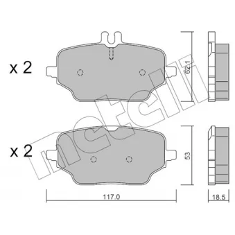 Jeu de 4 plaquettes de frein arrière METELLI 22-1273-0