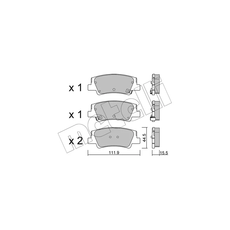 Jeu de 4 plaquettes de frein arrière METELLI 22-1299-0 - Visuel 1