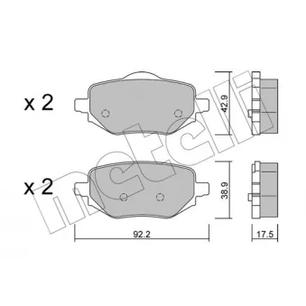 Jeu de 4 plaquettes de frein avant METELLI 22-1323-0 pour CITROEN C4 1.2 PureTech 130 - 130cv