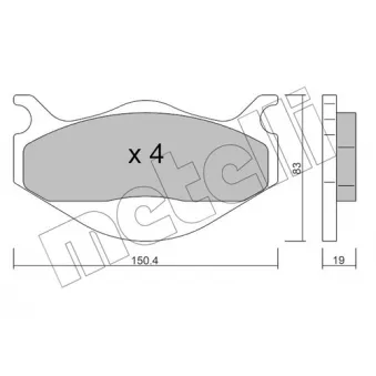 Jeu de 4 plaquettes de frein avant METELLI [22-1404-0]