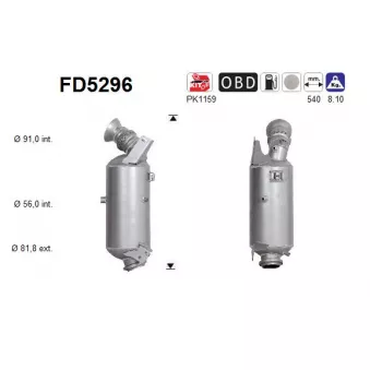 AS FD5296 - Filtre à particules / à suie, échappement