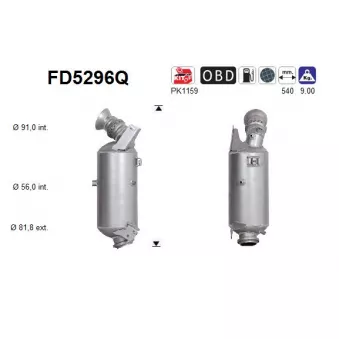 AS FD5296Q - Filtre à particules / à suie, échappement