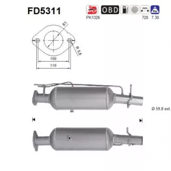 AS FD5311 - Filtre à particules / à suie, échappement