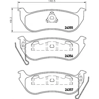 Jeu de 4 plaquettes de frein arrière HELLA PAGID OEM 05083882AC
