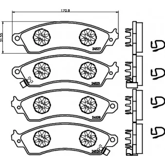 HELLA PAGID 8DB 355 021-031 - Jeu de 4 plaquettes de frein avant