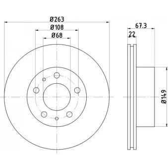HELLA PAGID 8DD 355 100-341 - Jeu de 2 disques de frein avant