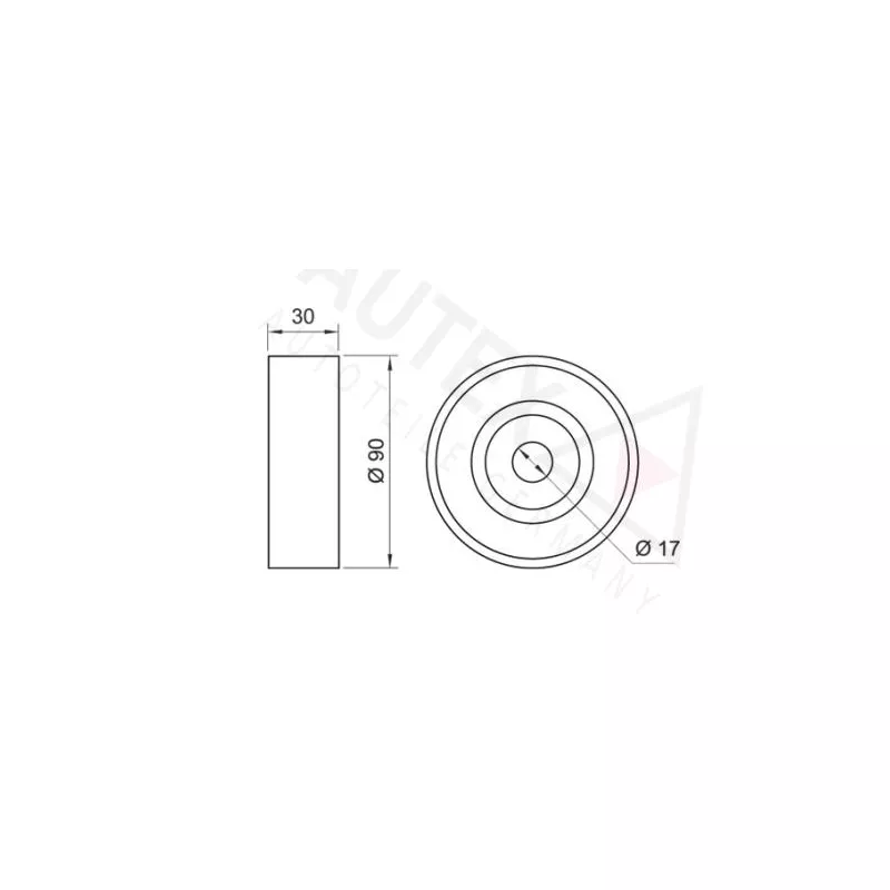 Poulie renvoi/transmission, courroie trapézoïdale à nervures AUTEX 651305 - Visuel 1