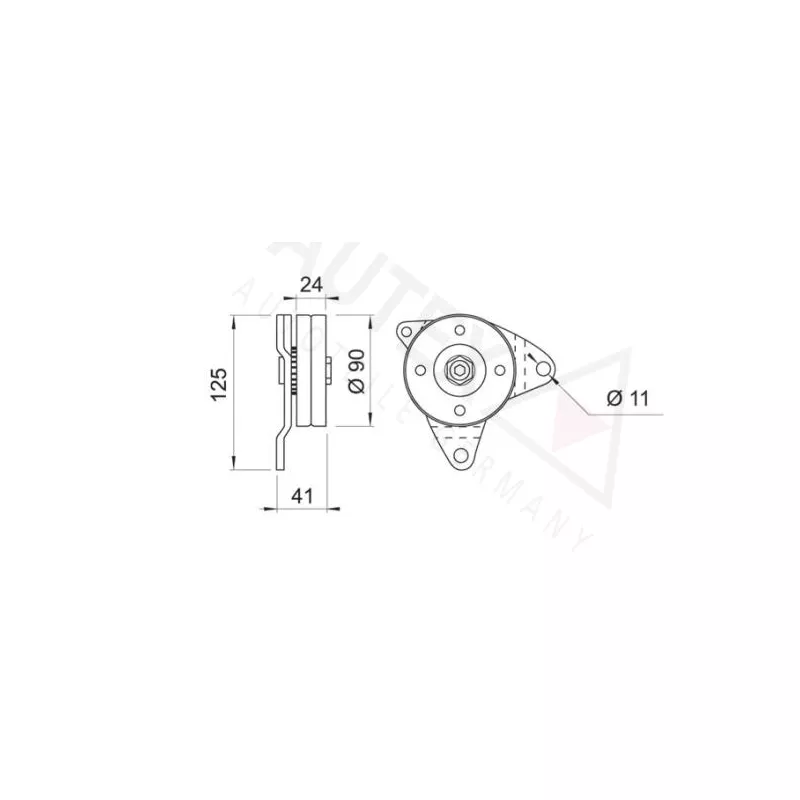 Poulie renvoi/transmission, courroie trapézoïdale à nervures AUTEX 651322 - Visuel 1