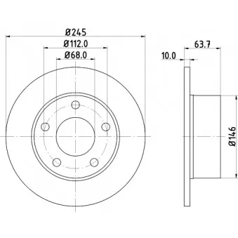 Jeu de 2 disques de frein arrière HELLA PAGID OEM 4A0615601A